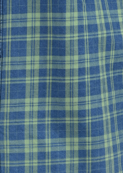 Indigo-Dyed 100% Cotton Check Shirt Green