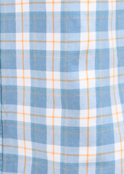 Indigo-Dyed 100% Cotton Check Shirt White