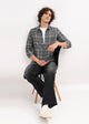 Check Shirt in Poly Cotton Dk Grey