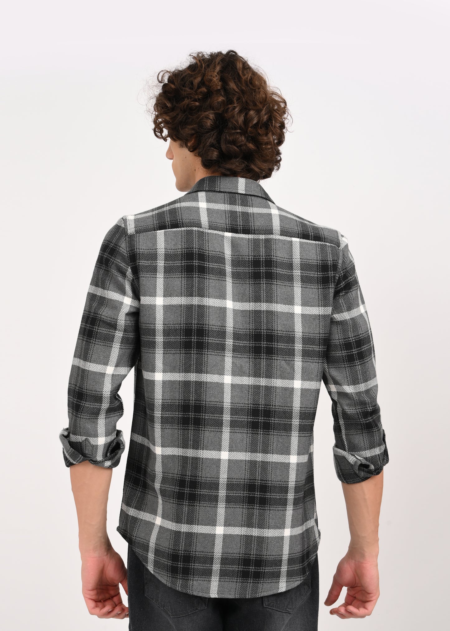 Check Shirt in Poly Cotton Black