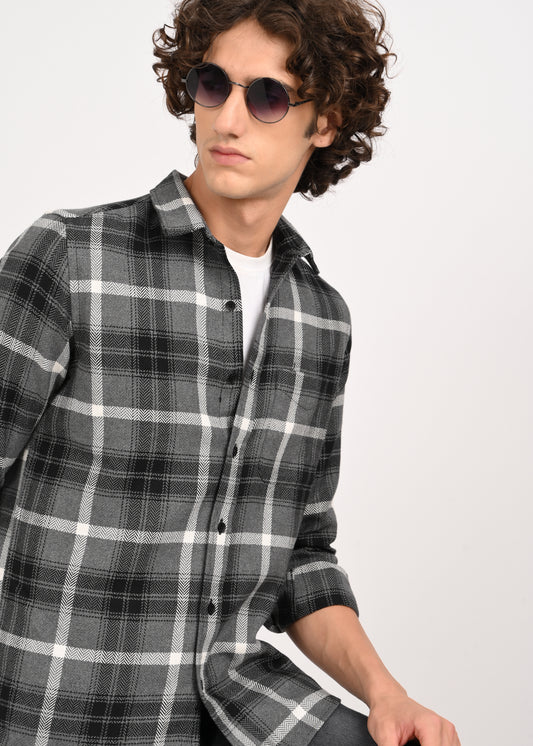 Check Shirt in Poly Cotton Black