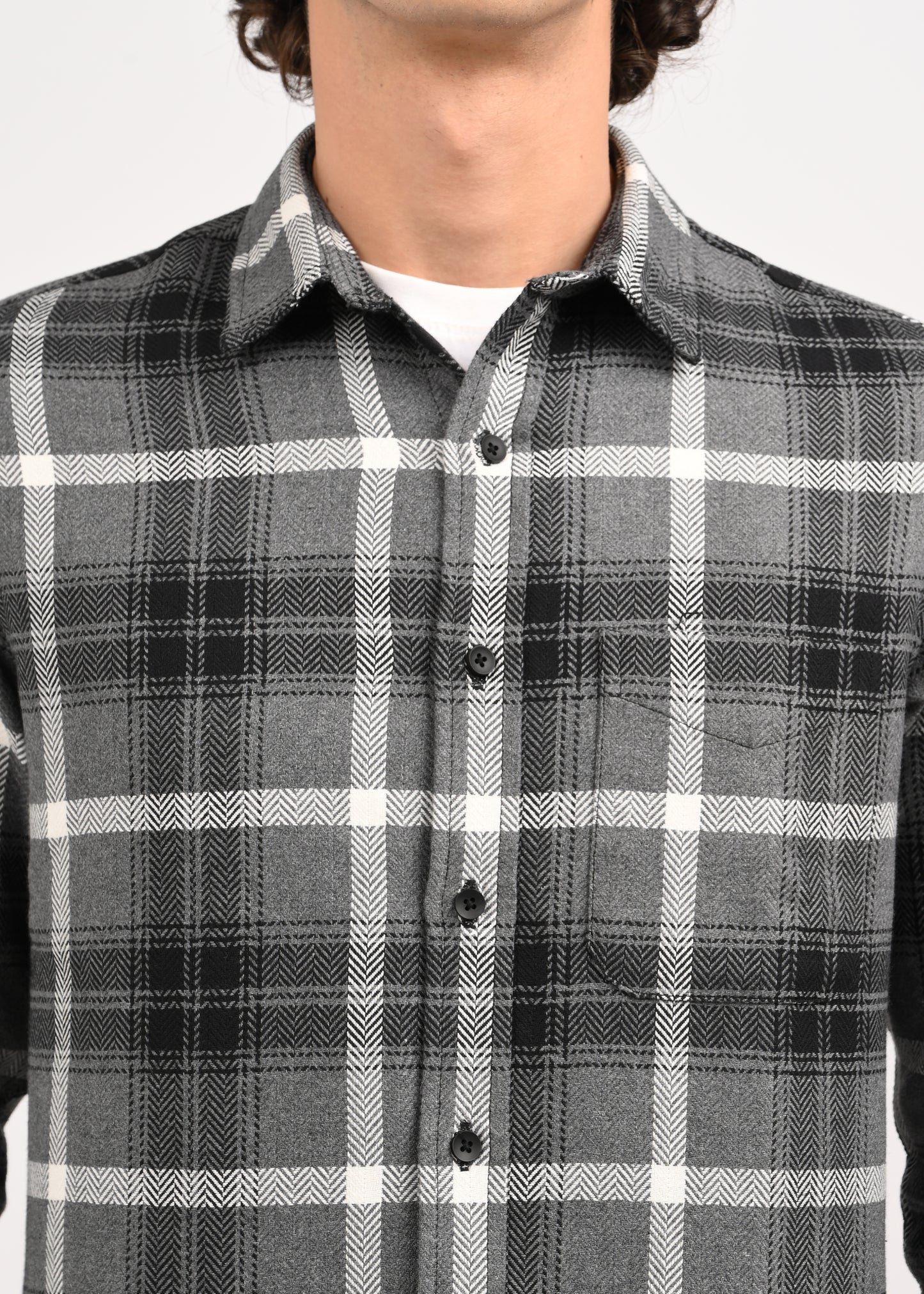Check Shirt in Poly Cotton Black