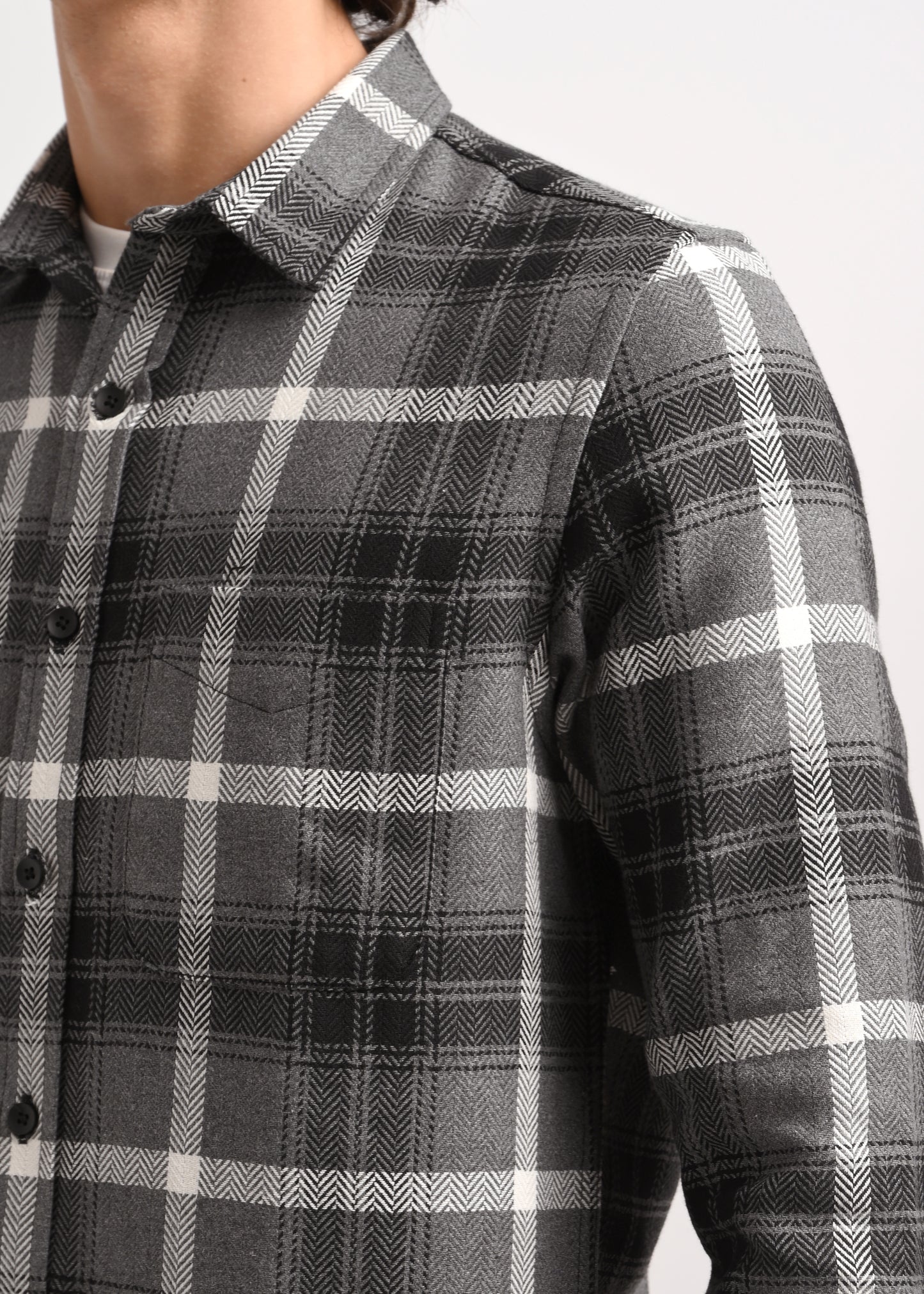 Check Shirt in Poly Cotton Black