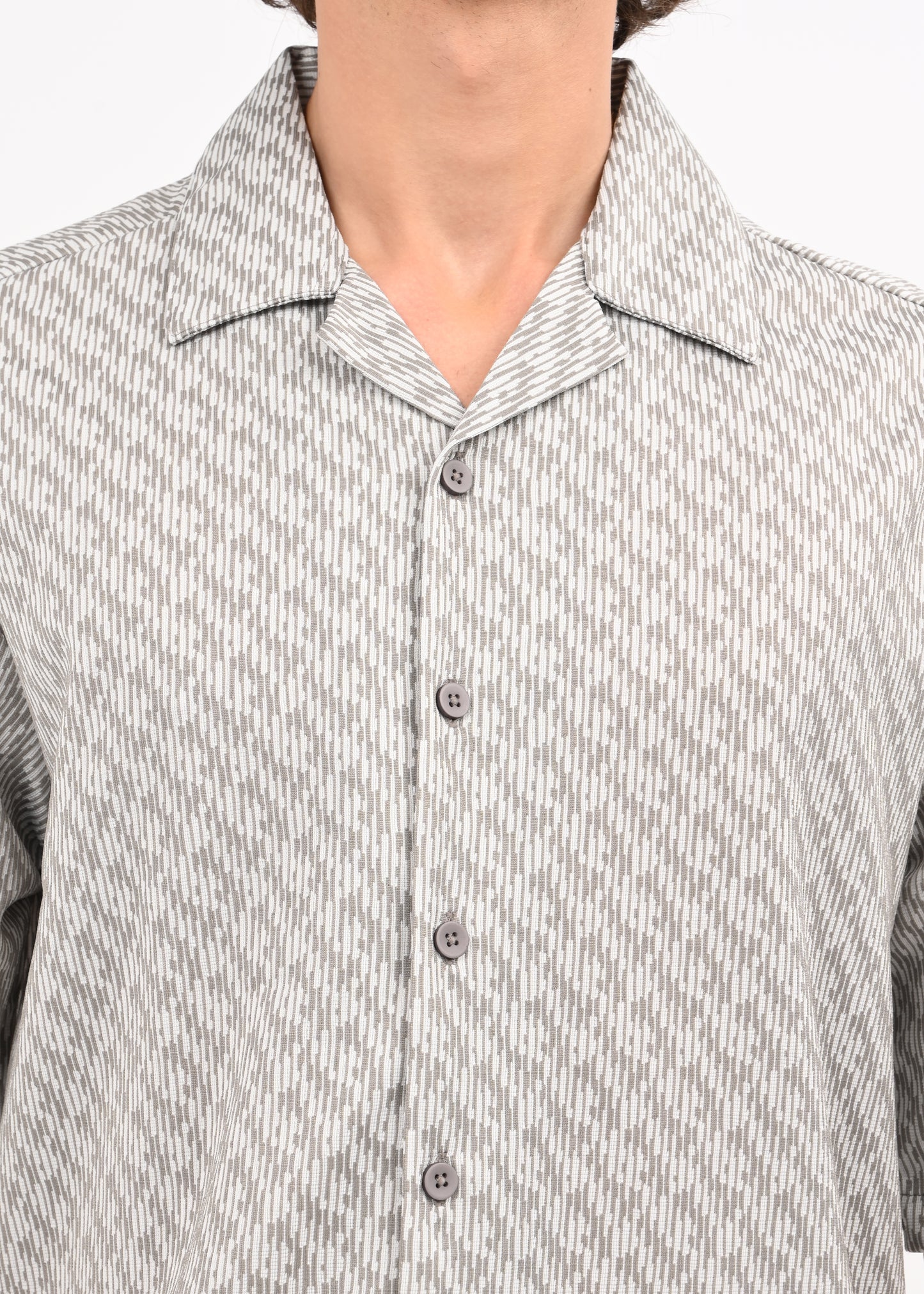 Cuban Collar Knitted Shirt Lt Grey