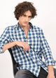 Indigo-Dyed 100% Cotton Check Shirt Navy