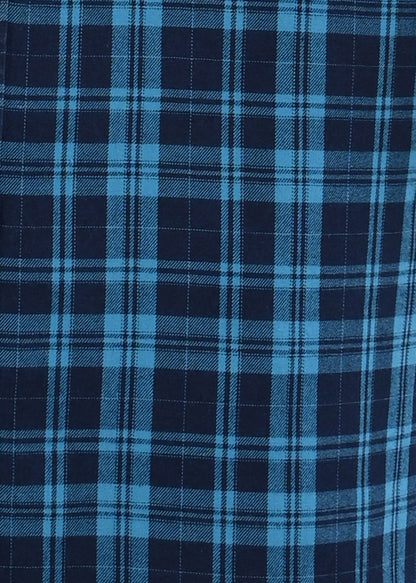 Indigo-Dyed 100% Cotton Check Shirt Blue