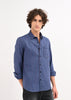 Indigo-Dyed 100% Cotton Check Shirt Navy