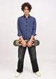 Indigo-Dyed 100% Cotton Check Shirt Navy