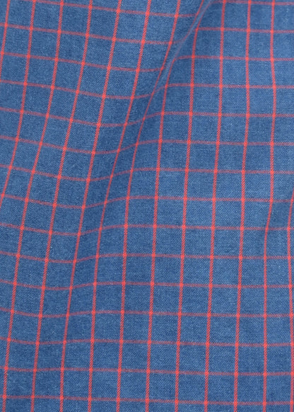 Indigo-Dyed 100% Cotton Check Shirt Navy