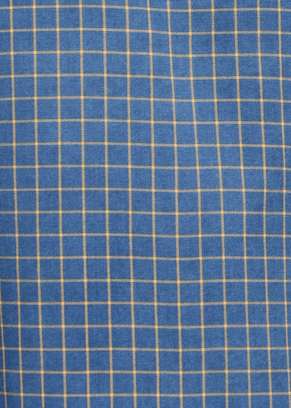 Indigo-Dyed 100% Cotton Check Shirt Yellow