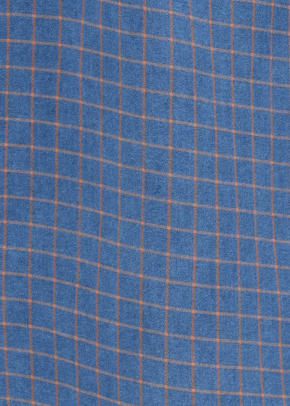 Indigo-Dyed 100% Cotton Check Shirt Navy