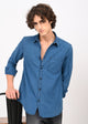 Indigo-Dyed 100% Cotton Check Shirt Sky Blue