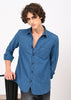 Indigo-Dyed 100% Cotton Check Shirt Sky Blue