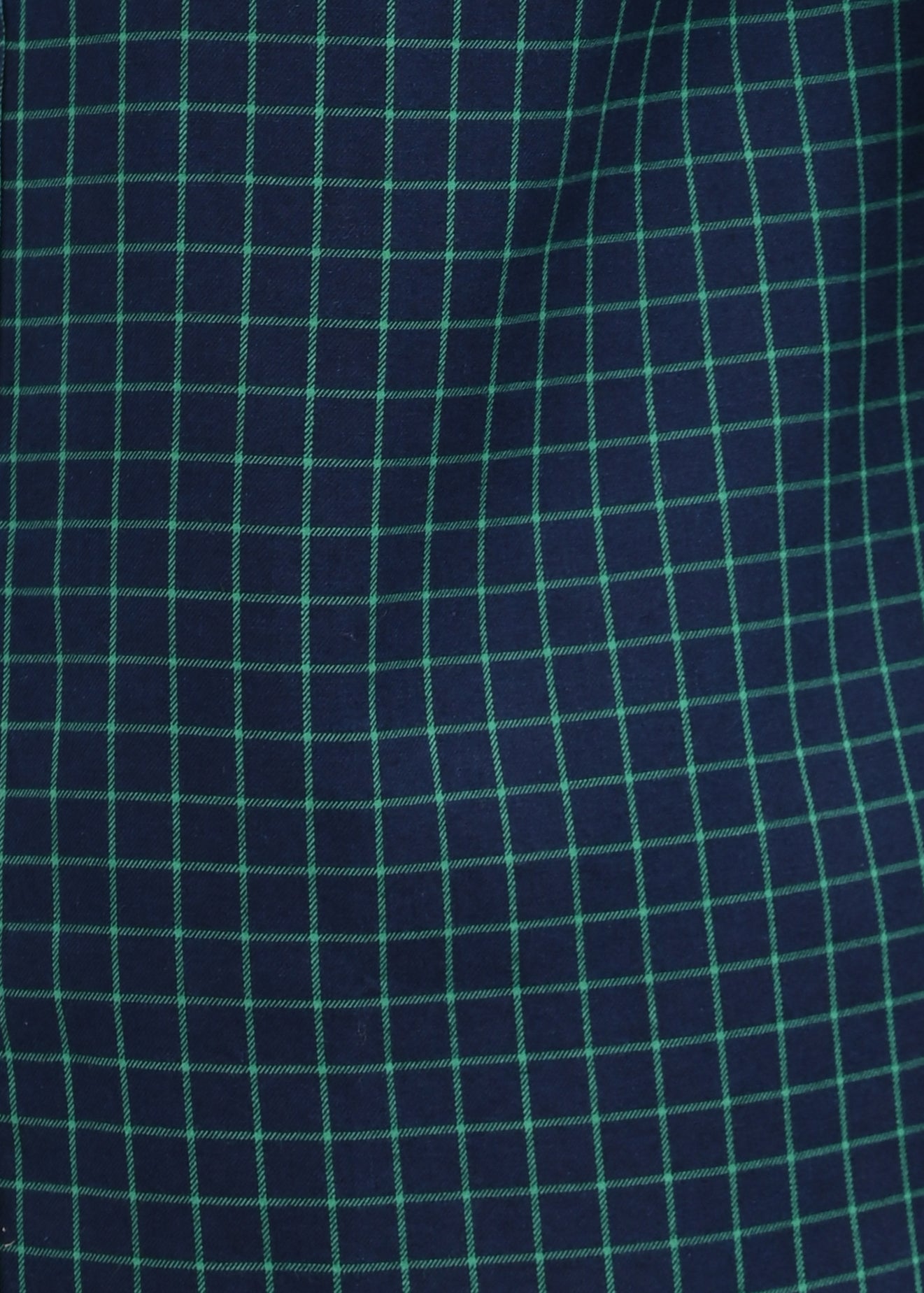 Indigo-Dyed 100% Cotton Check Shirt Lt Green