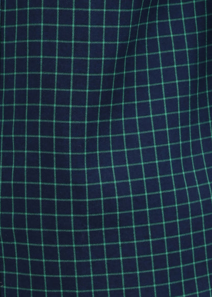 Indigo-Dyed 100% Cotton Check Shirt Lt Green