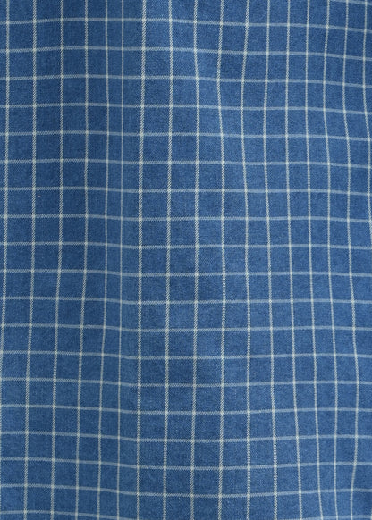 Indigo-Dyed 100% Cotton Check Shirt Blue