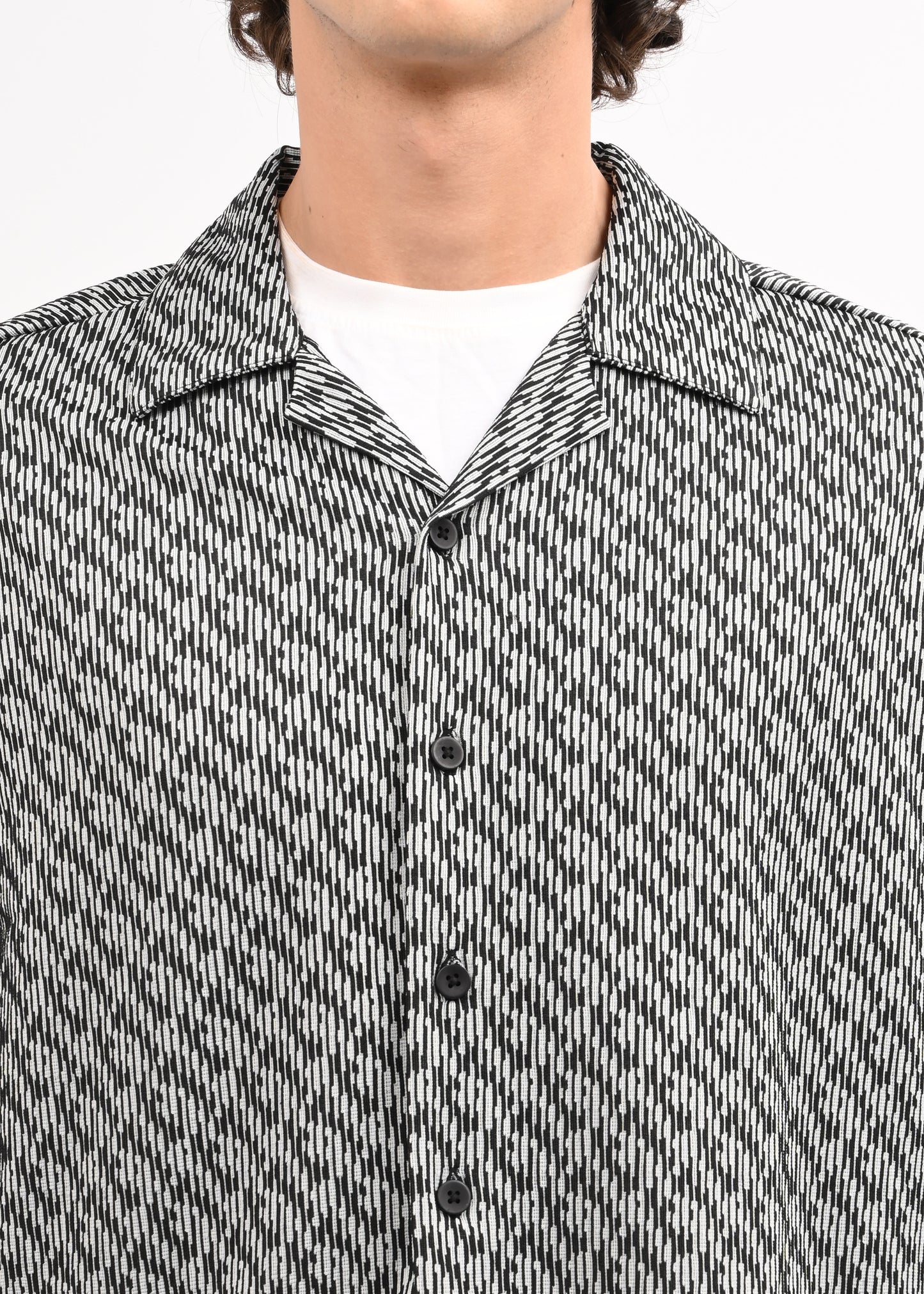 Cuban Collar Knitted Shirt Charcoal