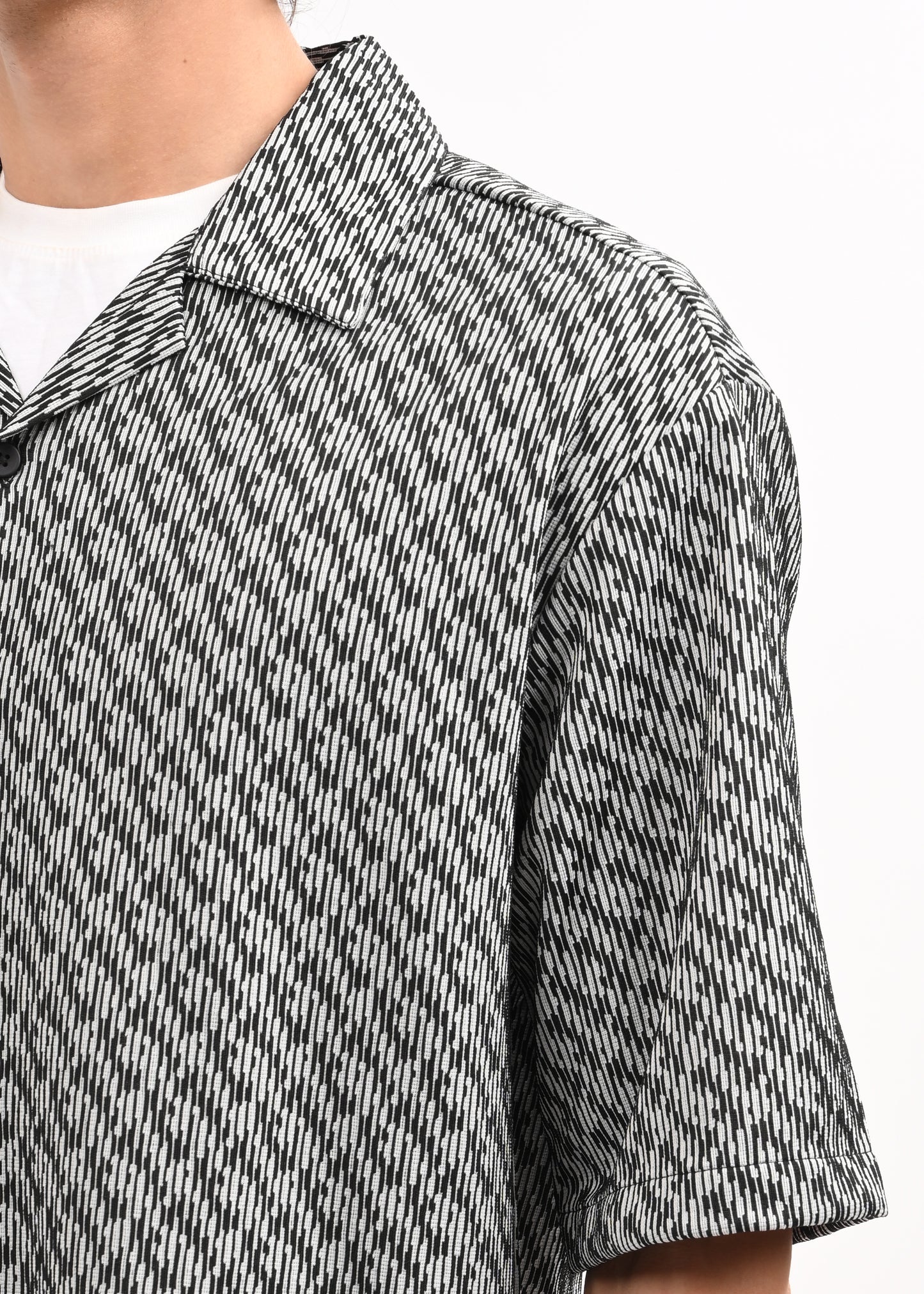 Cuban Collar Knitted Shirt Charcoal