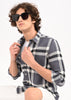 Herringbone Check Shirt Black