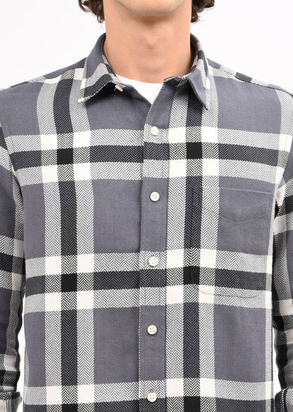 Herringbone Check Shirt Black