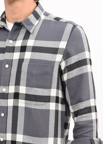 Herringbone Check Shirt Black