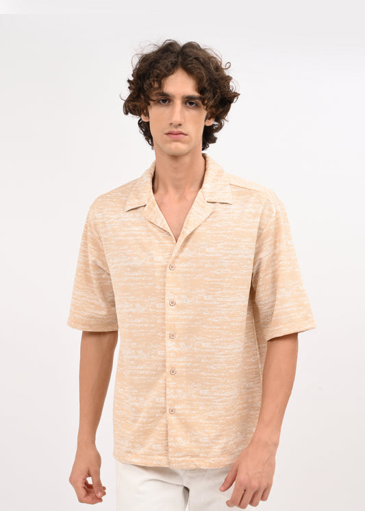 Cuban Collar Knitted Shirt Cream