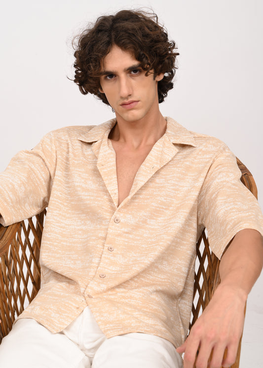 Cuban Collar Knitted Shirt Cream