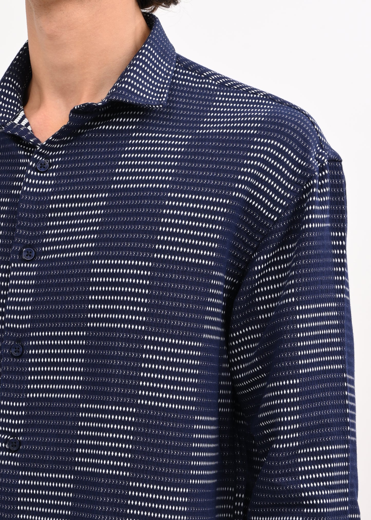 Self-Jacquard Cotton Blend Shirt