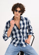 Textured Indigo Dobby Check Shirt Navy