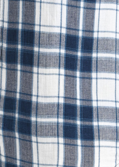 Textured Dobby Check Shirt Blue