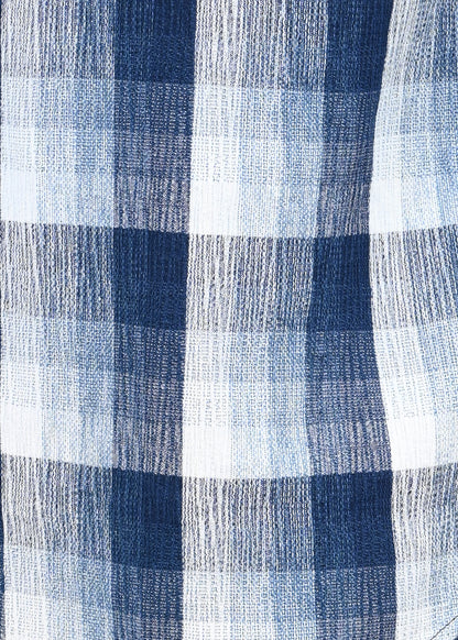 Textured Dobby Check Shirt Navy