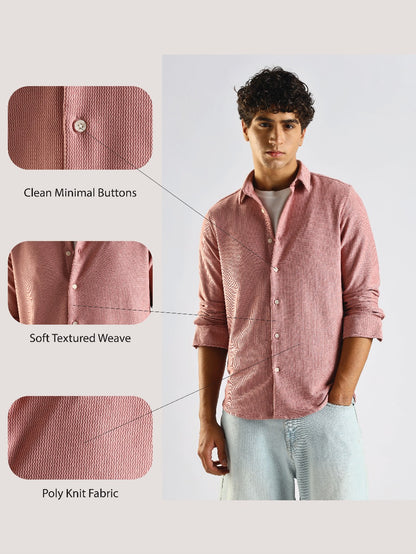 Signature Pink Textured Knit Shirt