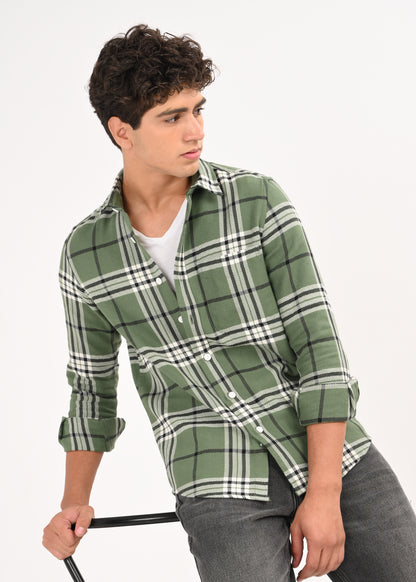 Classic Bold Check Shirt Green
