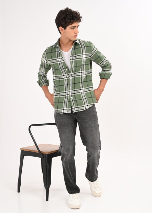 Classic Bold Check Shirt Green