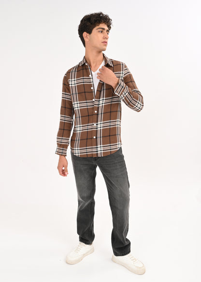 Classic Bold Check Shirt Brown