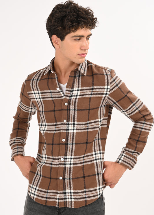 Classic Bold Check Shirt Brown