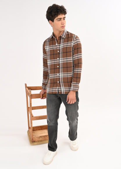 Classic Bold Check Shirt Brown