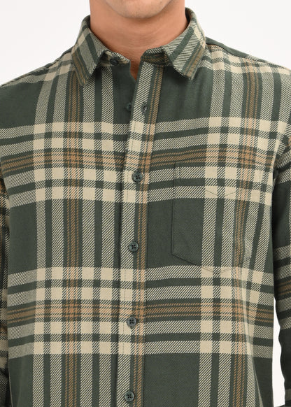 Multi-Colored Classic Check Shirt Green