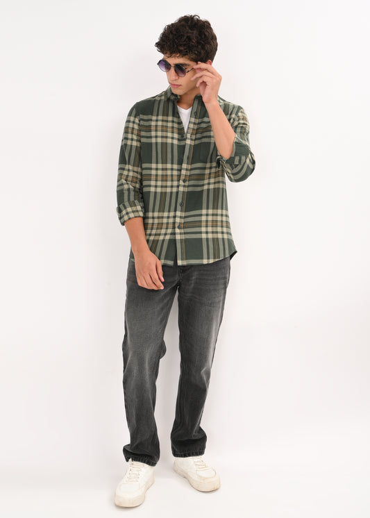 Multi-Colored Classic Check Shirt Green