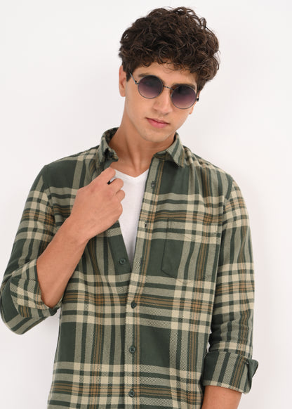 Multi-Colored Classic Check Shirt Green