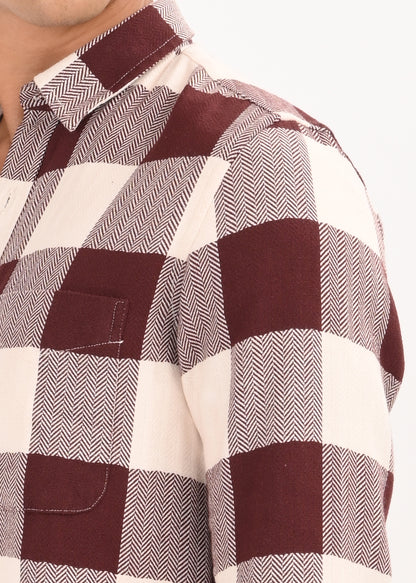 Classic Bold Check Shirt Maroon