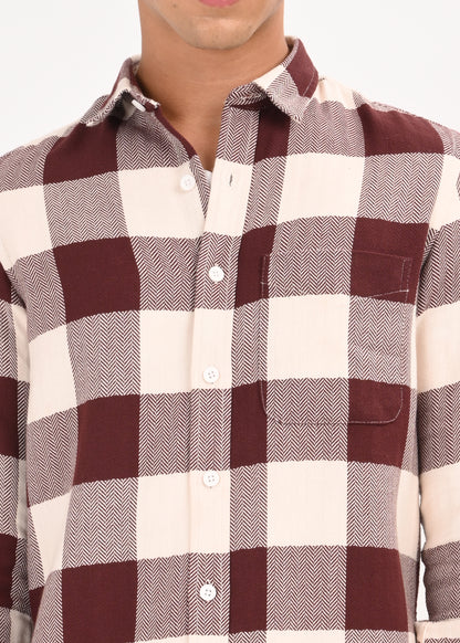 Classic Bold Check Shirt Maroon