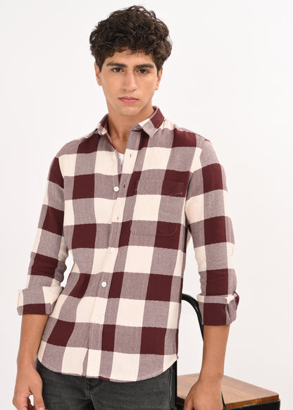 Classic Bold Check Shirt Maroon