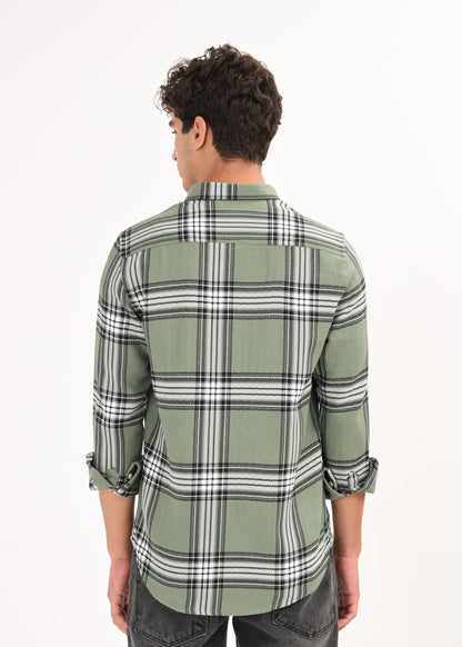 Herringbone Check Shirt Lt Green