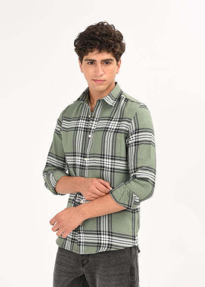 Herringbone Check Shirt Lt Green