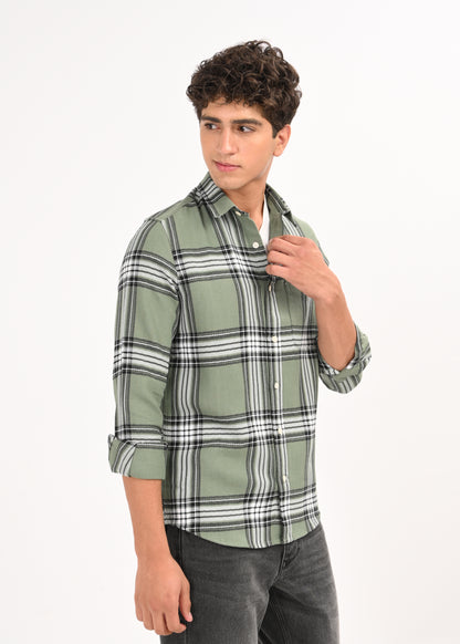 Herringbone Check Shirt Lt Green