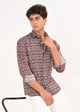 Textured Jacquard Tribal Shirt Maroon