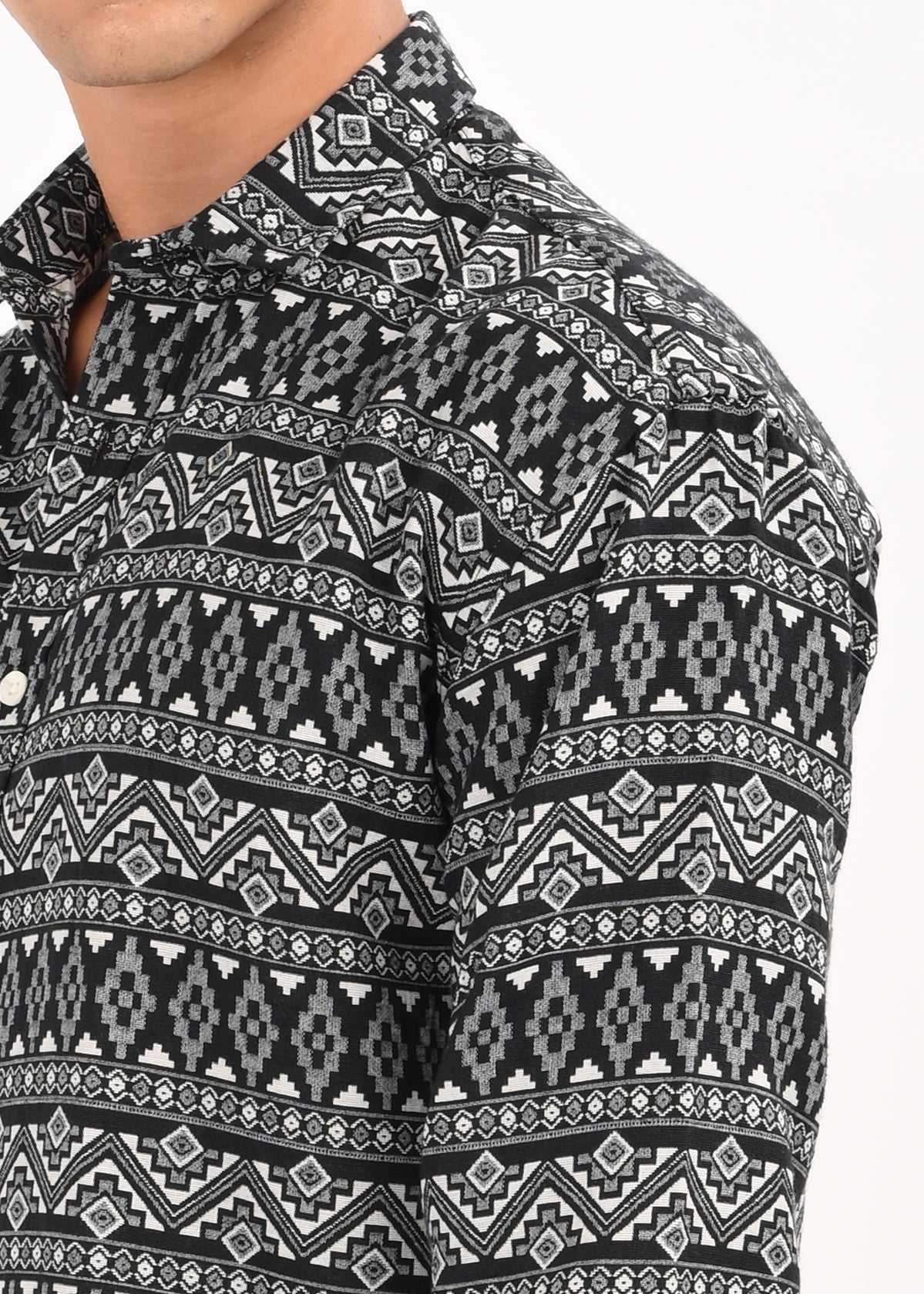 Textured Jacquard Tribal Shirt White