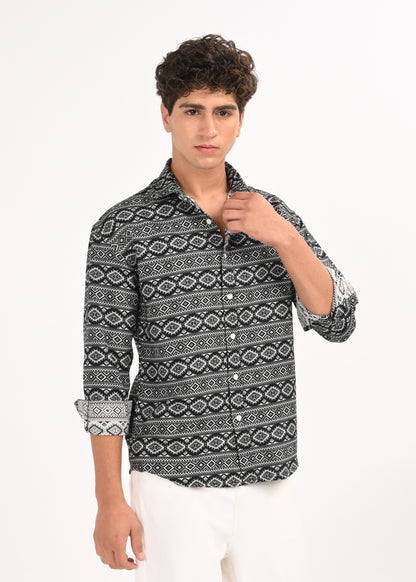 Textured Jacquard Shirt Black