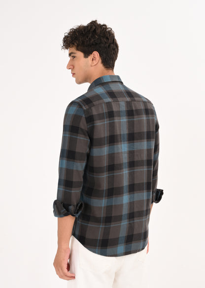 Multi-Colored Classic Check Shirt Blue